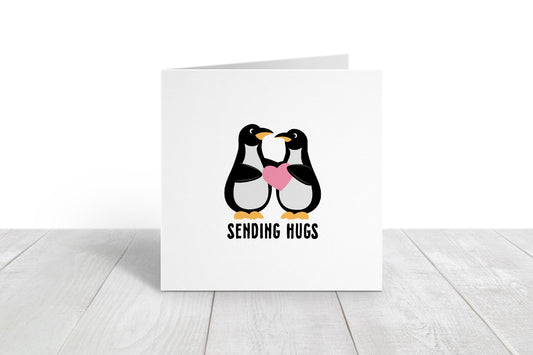 Thinking Of You Card | Sending Hugs | Friend Card | Penguin Card