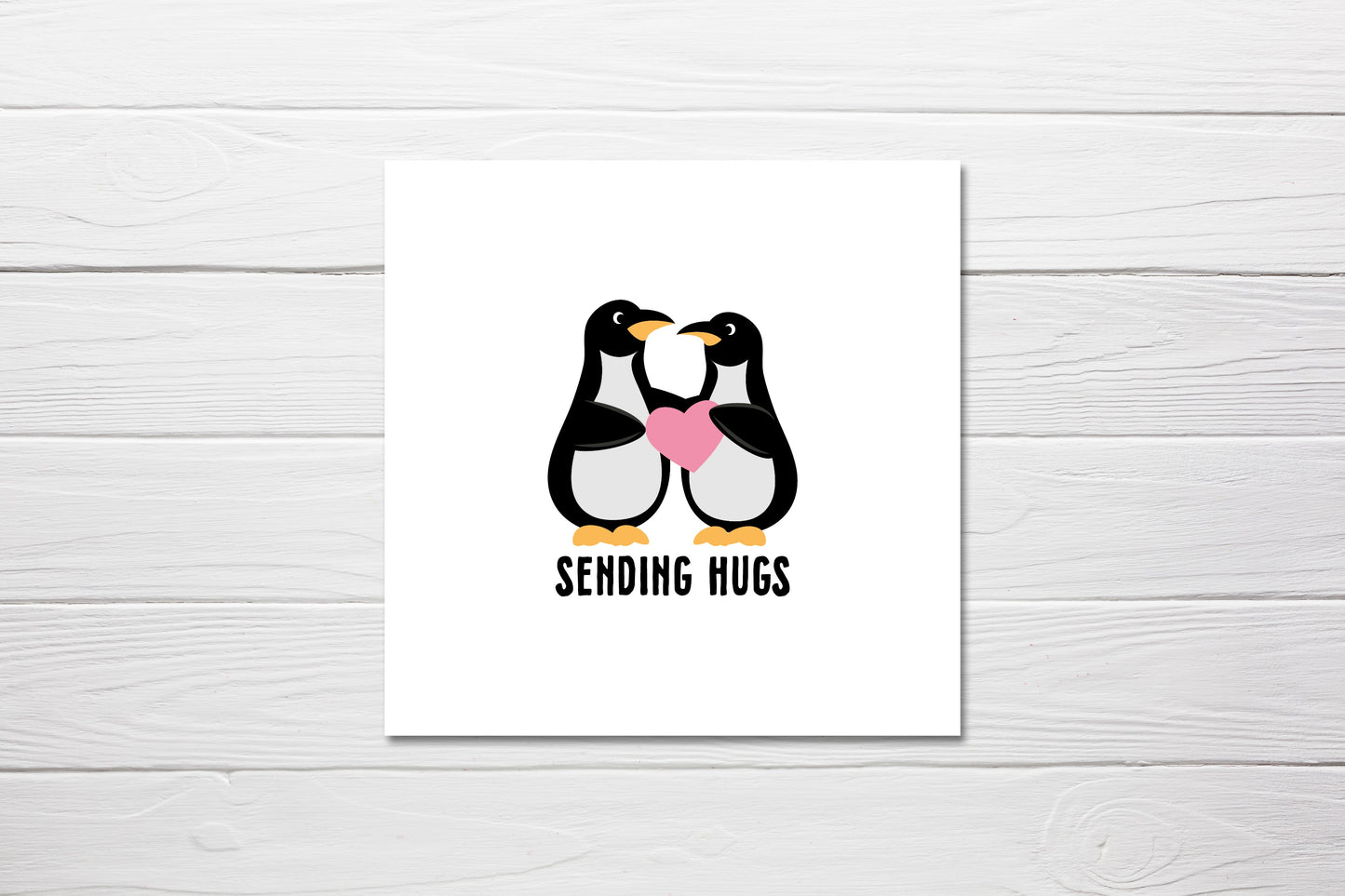 Thinking Of You Card | Sending Hugs | Friend Card | Penguin Card