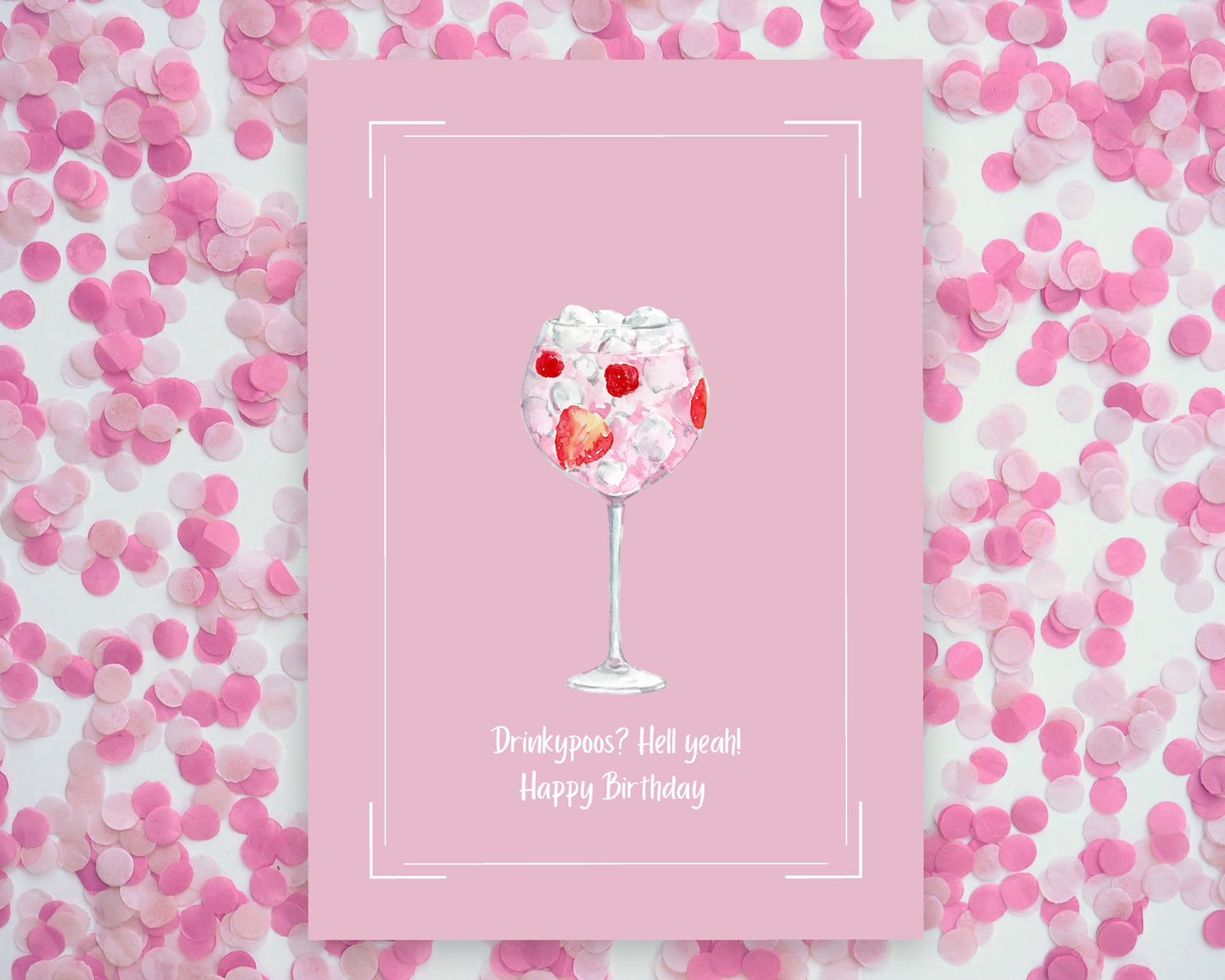 Birthday Card | Happy Birthday Gin Card | Cute Pink Card