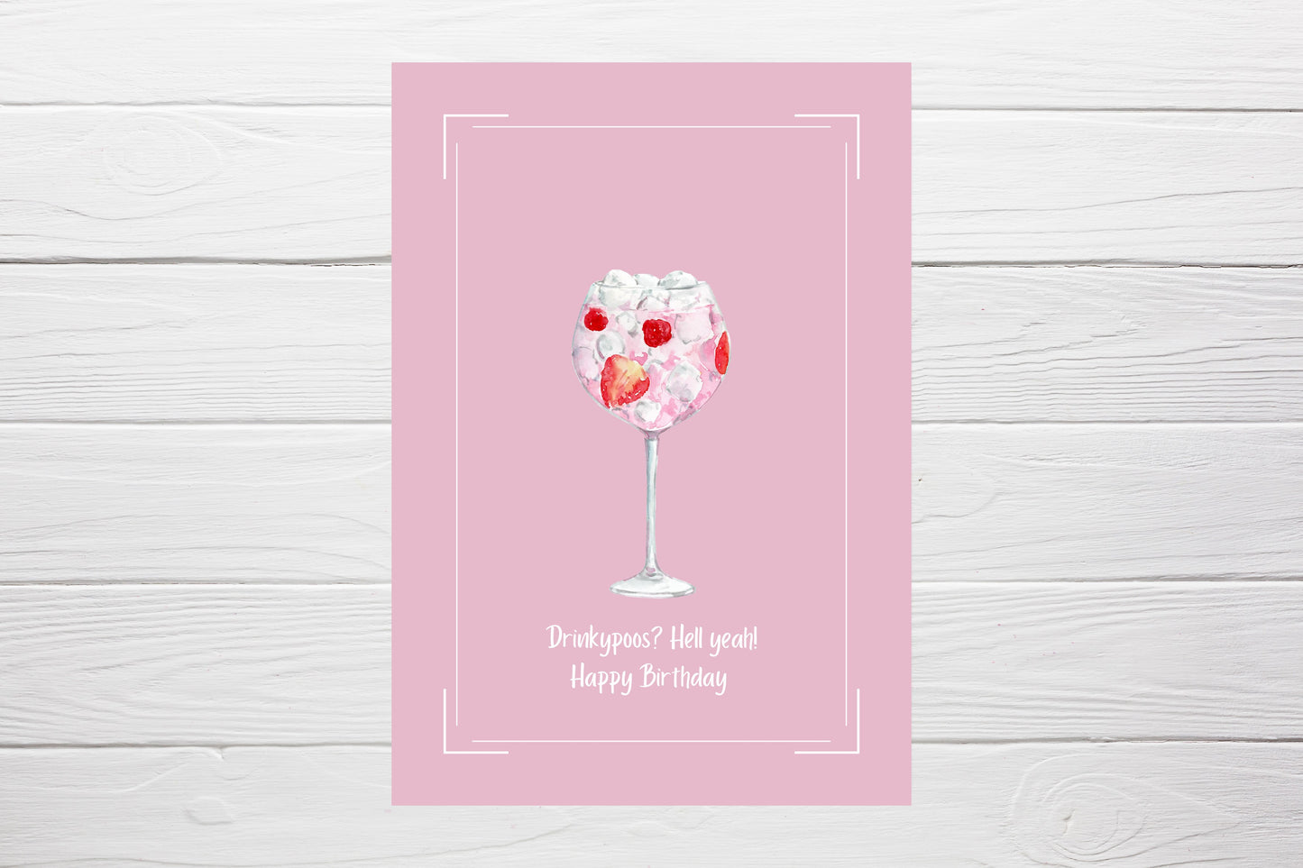 Birthday Card | Happy Birthday Gin Card | Cute Pink Card