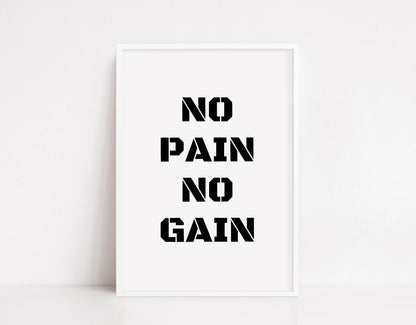 Quote Print | No Pain No Gain | Gym Print | Fitness Print - Dinky Designs