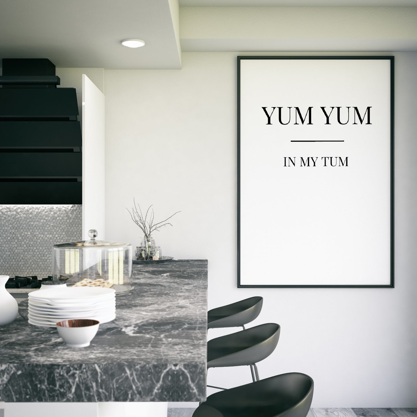 Kitchen Print | YUM YUM - In My Tum | Quote Print - Dinky Designs