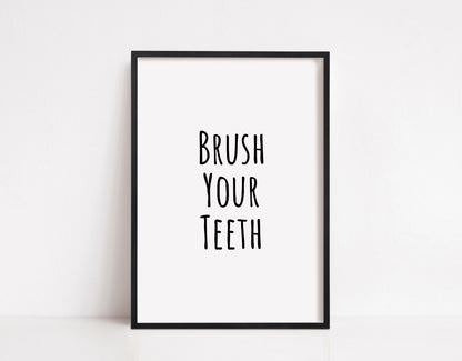 Bathroom Print | Brush Your Teeth | Quote Print | Bathroom Quote - Dinky Designs