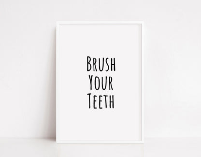 Bathroom Print | Brush Your Teeth | Quote Print | Bathroom Quote - Dinky Designs