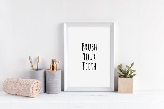 Bathroom Print | Brush Your Teeth | Quote Print | Bathroom Quote - Dinky Designs