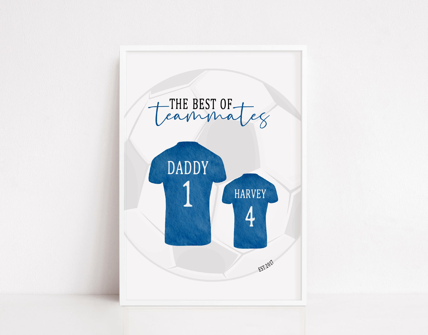Personalised Daddy Son Print | Football Tshirt | Teammates Print (Design 1) | Daddy Gift | Father's Day Print