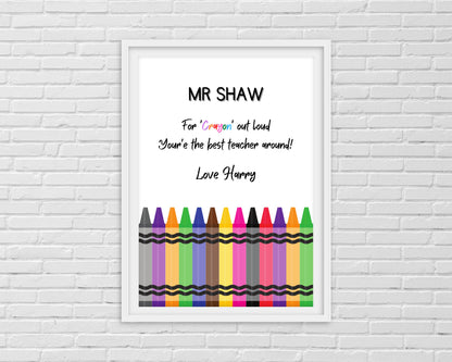 Personalised Teacher Print | Crayon Print | Best Teacher Ever | Teacher Gift