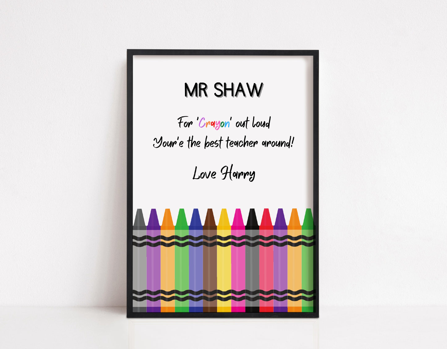 Personalised Teacher Print | Crayon Print | Best Teacher Ever | Teacher Gift