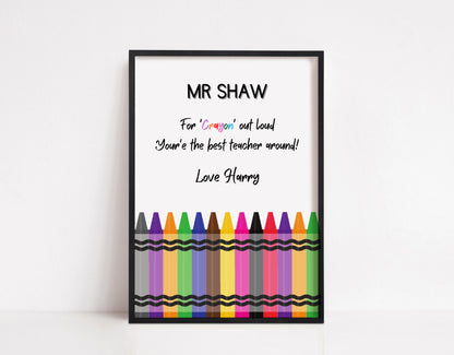 Personalised Teacher Print | Crayon Print | Best Teacher Ever | Teacher Gift