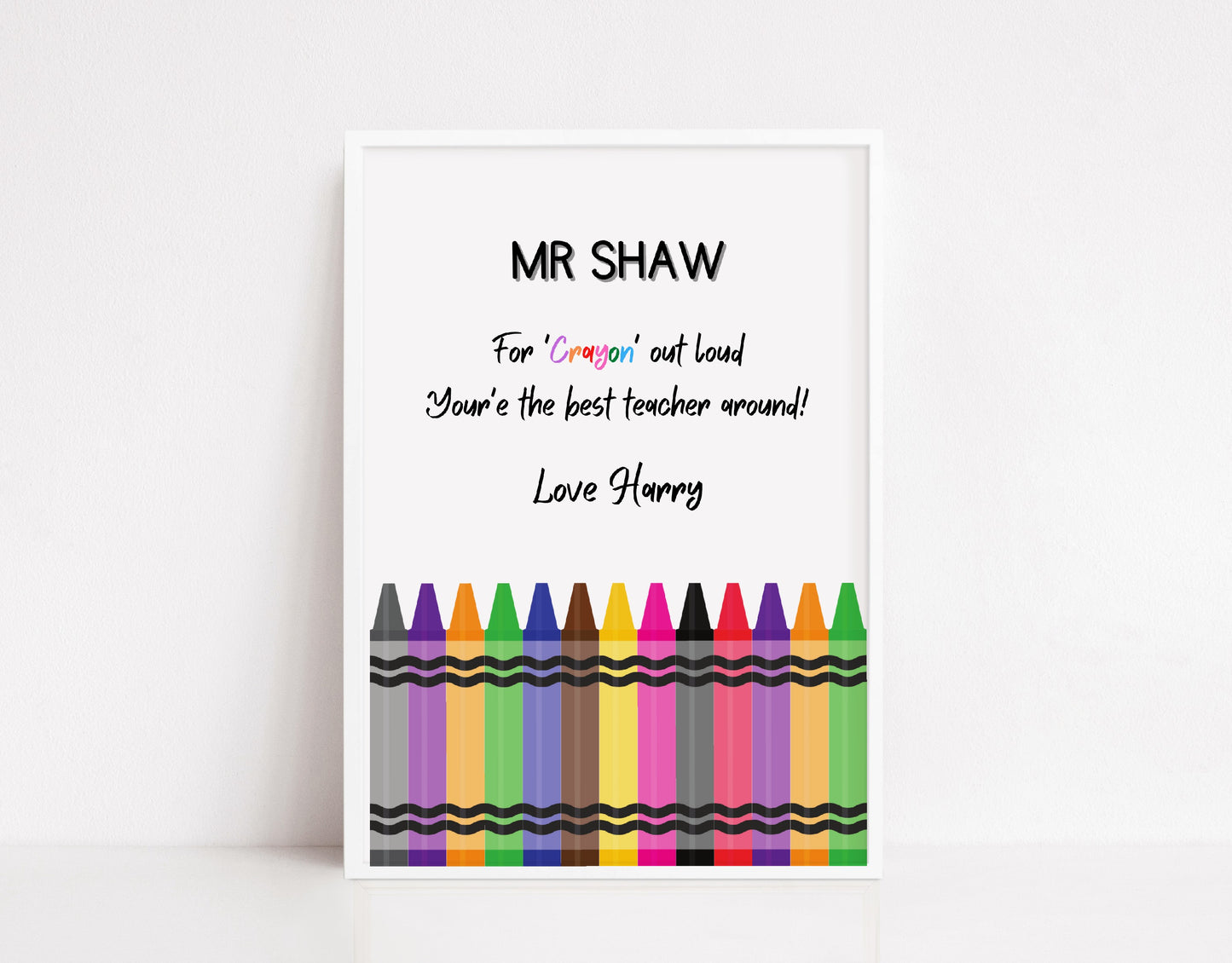 Personalised Teacher Print | Crayon Print | Best Teacher Ever | Teacher Gift