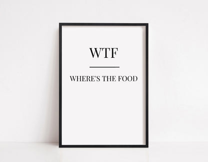 Kitchen Print | WTF - Where's The Food | Funny Print - Dinky Designs