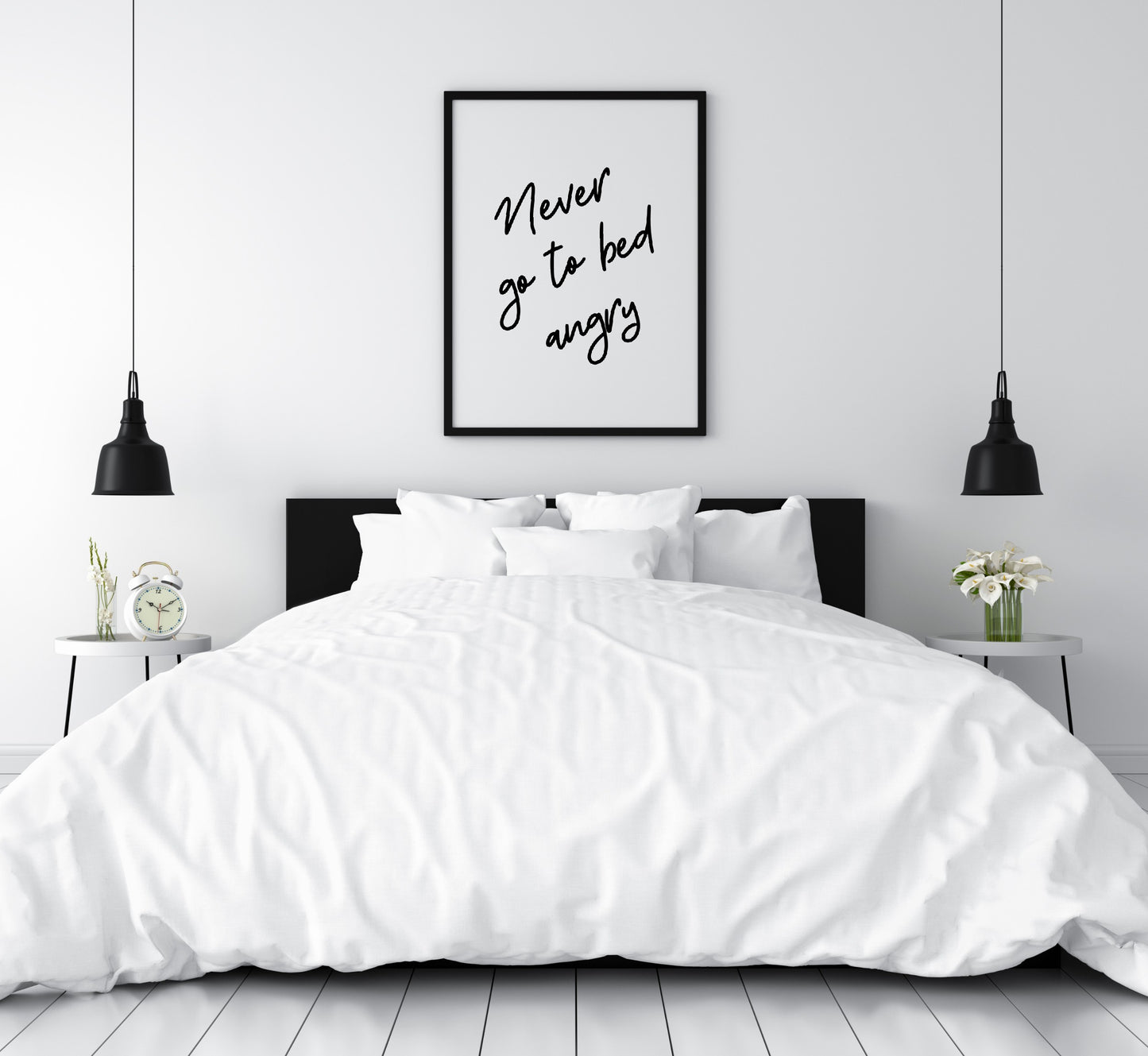 Quote Print | Never Go To Bed Angry | Bedroom Print - Dinky Designs