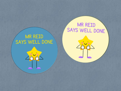 Teacher Stickers | Sticker Sheet 45mm Circles | Well Done Stickers | Circle Stickers | Sticker Sheet | Personalised Star Classroom Stickers