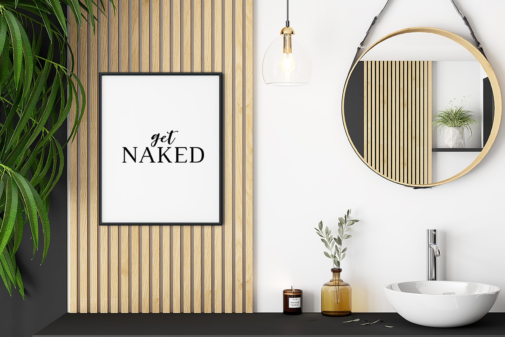 Bathroom Print | Get Naked | Quote Print | Bathroom Decor - Dinky Designs