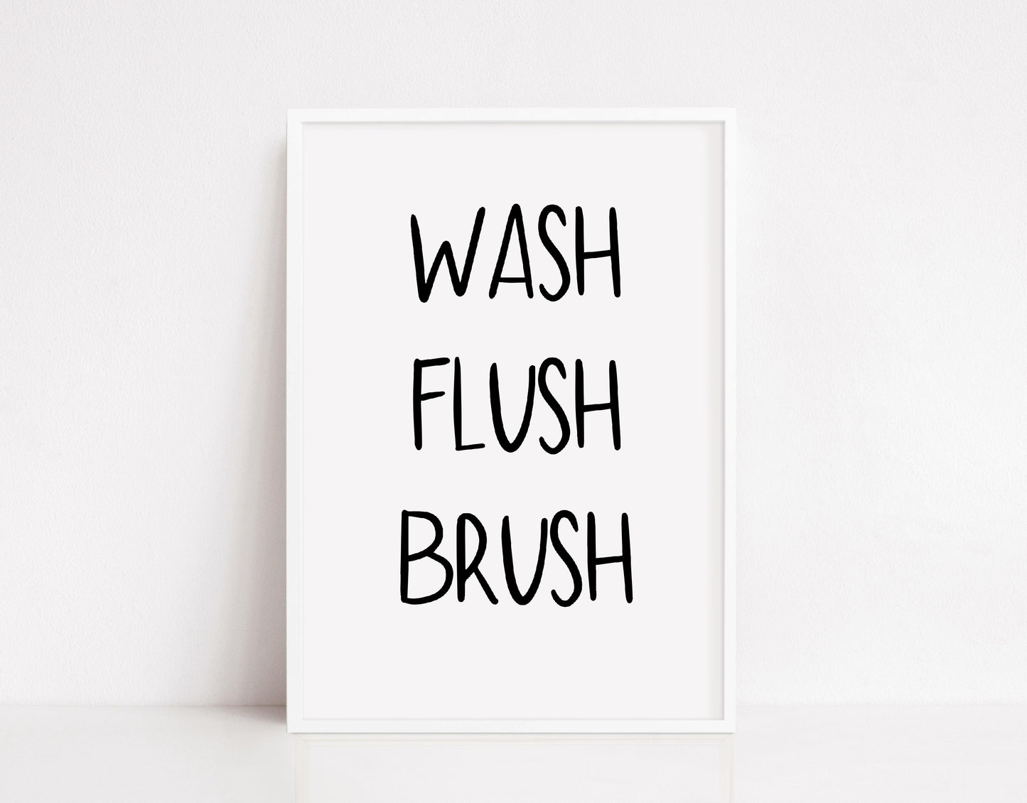 Bathroom Print | Wash, Flush, Brush | Quote Print