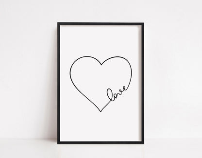 Simple Heart Love Print | Love Heart Quote | Heart Wall Print