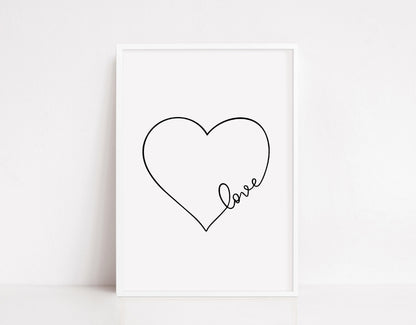 Simple Heart Love Print | Love Heart Quote | Heart Wall Print