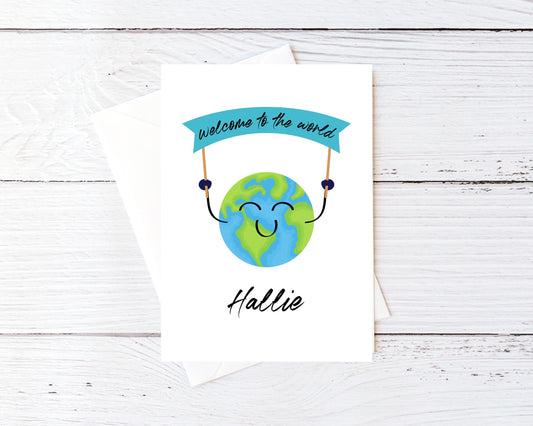 Personalised New Baby Card | Welcome To The World Card | New Parents Card