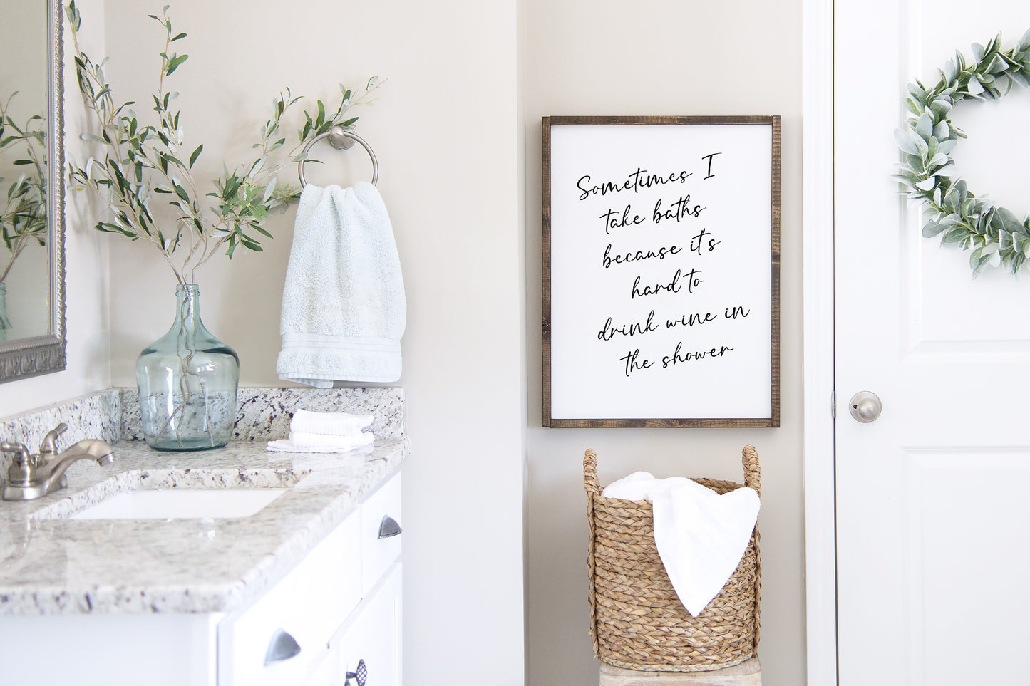 Bathroom Print | Sometimes I Take Baths Because It's Hard To Drink Wine In The Shower | Quote Print | Wine Print | Funny Print