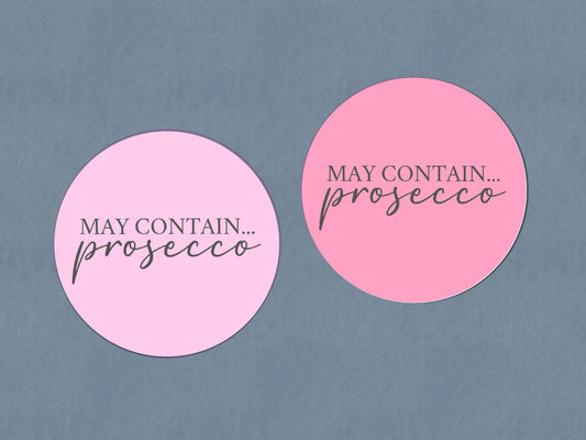 Prosecco Stickers | May Contain Prosecco | Sticker Sheet 45mm Circles | Party Stickers | Circle Stickers | Sticker Sheet