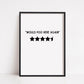 Bathroom Print | Would Poo Here Again | 5 Stars | Bathroom Rating | Funny Print