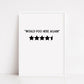 Bathroom Print | Would Poo Here Again | 5 Stars | Bathroom Rating | Funny Print