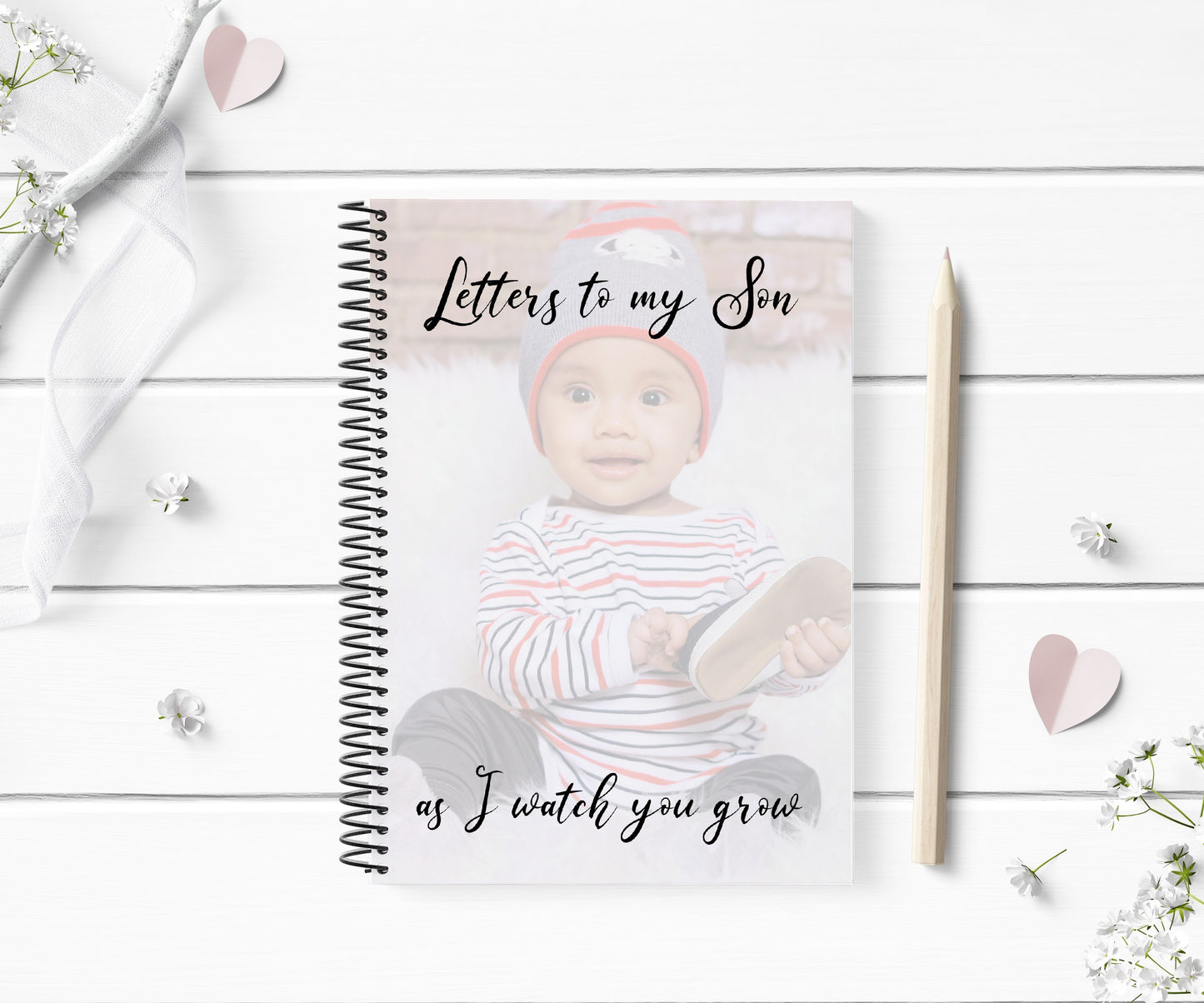 Personalised Image Photo Notebook | Letters To My Son As I Watch You Grow | Notebook Photo Gift