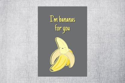 Valentines Card | Anniversary Card | I'm Bananas For You | Couples Card (Design 2)