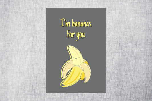 Valentines Card | Anniversary Card | I'm Bananas For You | Couples Card (Design 2)