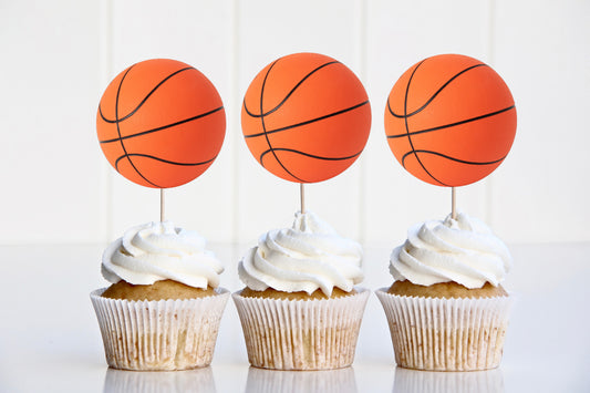 Basketball Cupcake Toppers | Birthday Cupcake Toppers | Basketball Party Decorations
