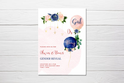 Gender Reveal Invitations | A6 Invites | Gender Reveal Party