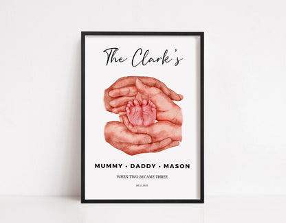 Newborn Baby Print | New Family Print | Personalised Family Print | Baby Feet Print