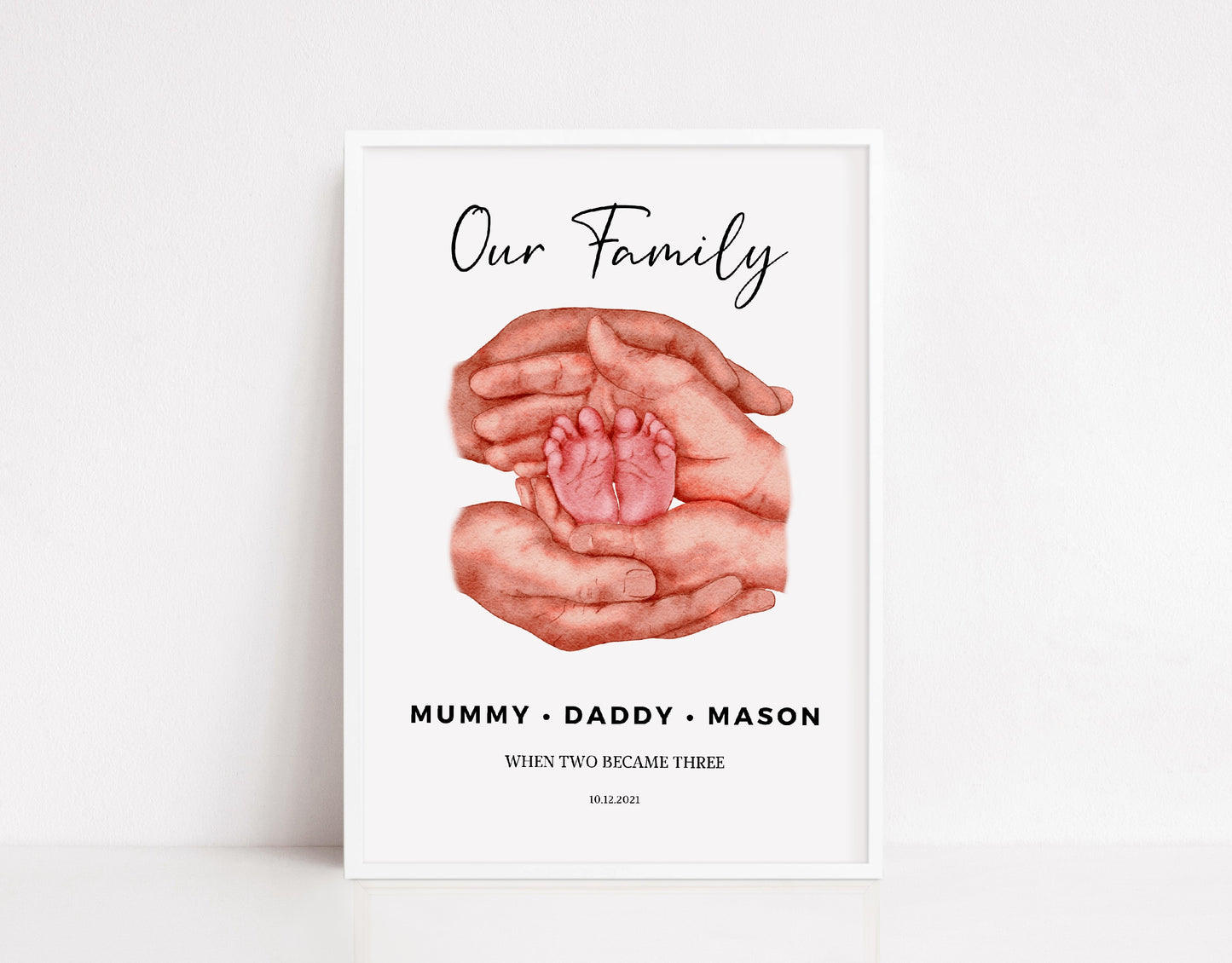 Newborn Baby Print | New Family Print | Personalised Family Print | Baby Feet Print