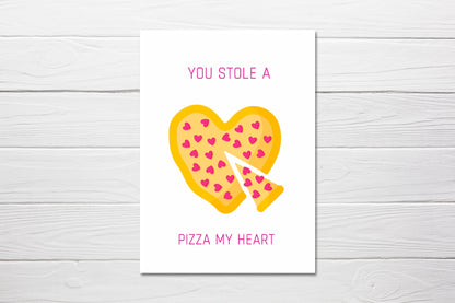 Valentines Card | Anniversary Card | You Stole A Pizza My Heart | Couples Card | Love Card | Design 1
