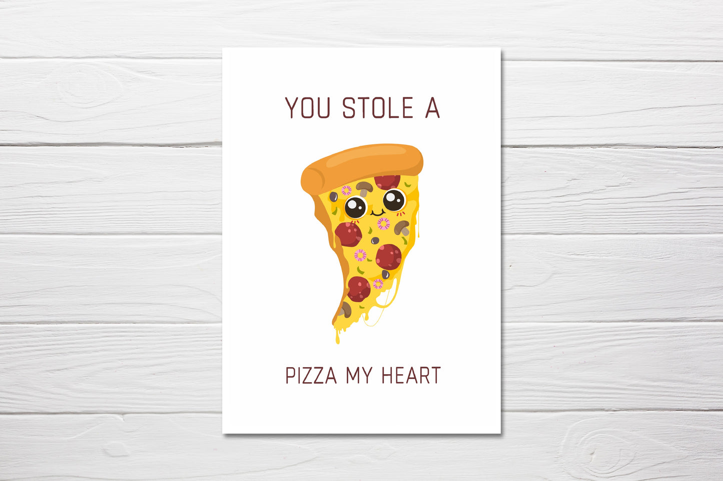 Valentines Card | Anniversary Card | You Stole A Pizza My Heart | Couples Card | Love Card | Design 2