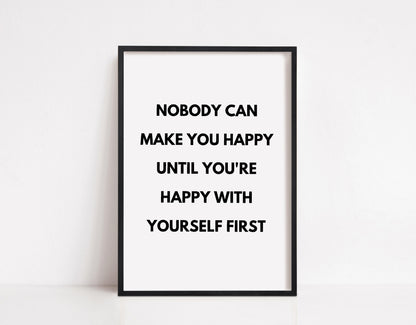 Quote Print | Happy With Yourself First | Positive Print