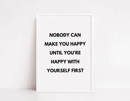 Quote Print | Happy With Yourself First | Positive Print