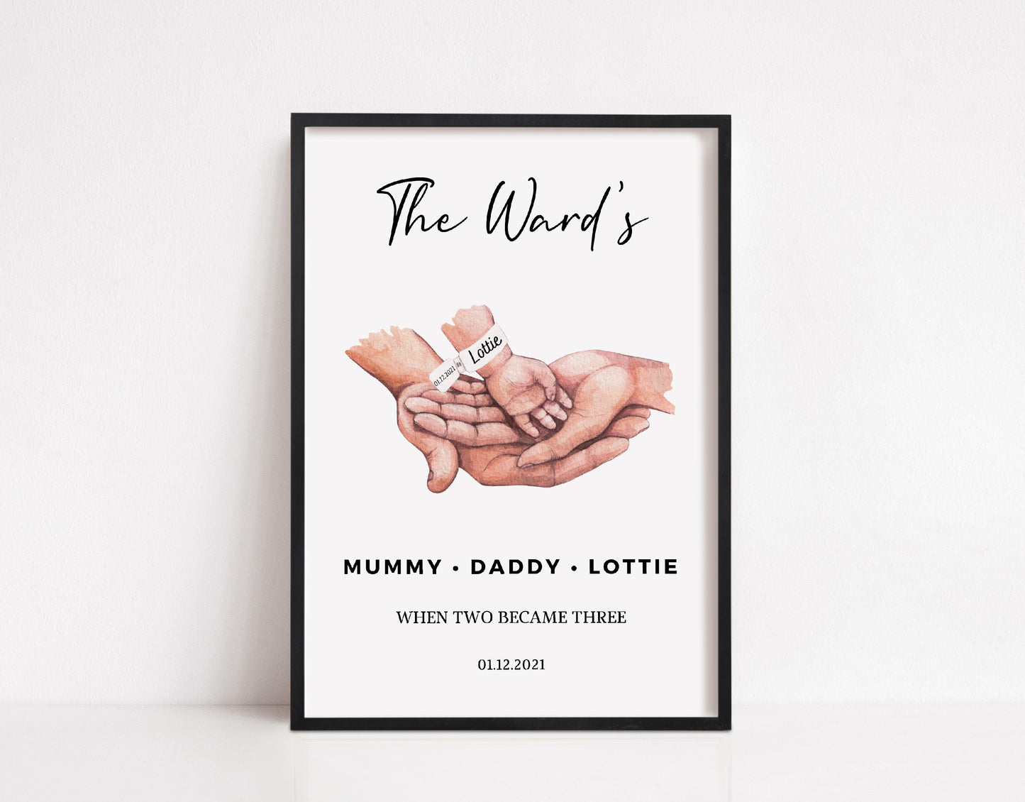 Newborn Baby Print | New Family Print | Personalised Family Print | Baby Hands Print