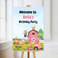 Farm Animal Welcome Board Sign | Personalised Birthday Board | Birthday Party Sign | A4, A3, A2