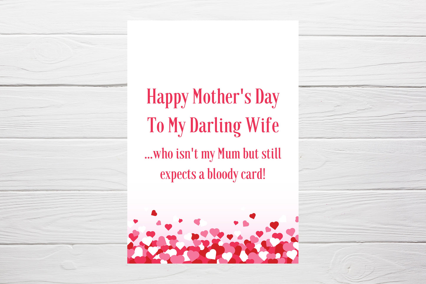 Mothers Day Card | Happy Mother's Day To My Darling Wife | Funny Mothers Day Card