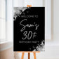 Black & Silver Welcome Board Sign | Personalised Birthday Board | Birthday Party Sign | A4, A3, A2