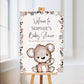 Brown Beige Neutral Teddy Bear Welcome Board Sign | Personalised Baby Shower, Birthday Party Board | Party Sign | A4, A3, A2