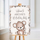 Brown Beige Neutral Teddy Bear Welcome Board Sign | Personalised Baby Shower, Birthday Party Board | Party Sign | A4, A3, A2