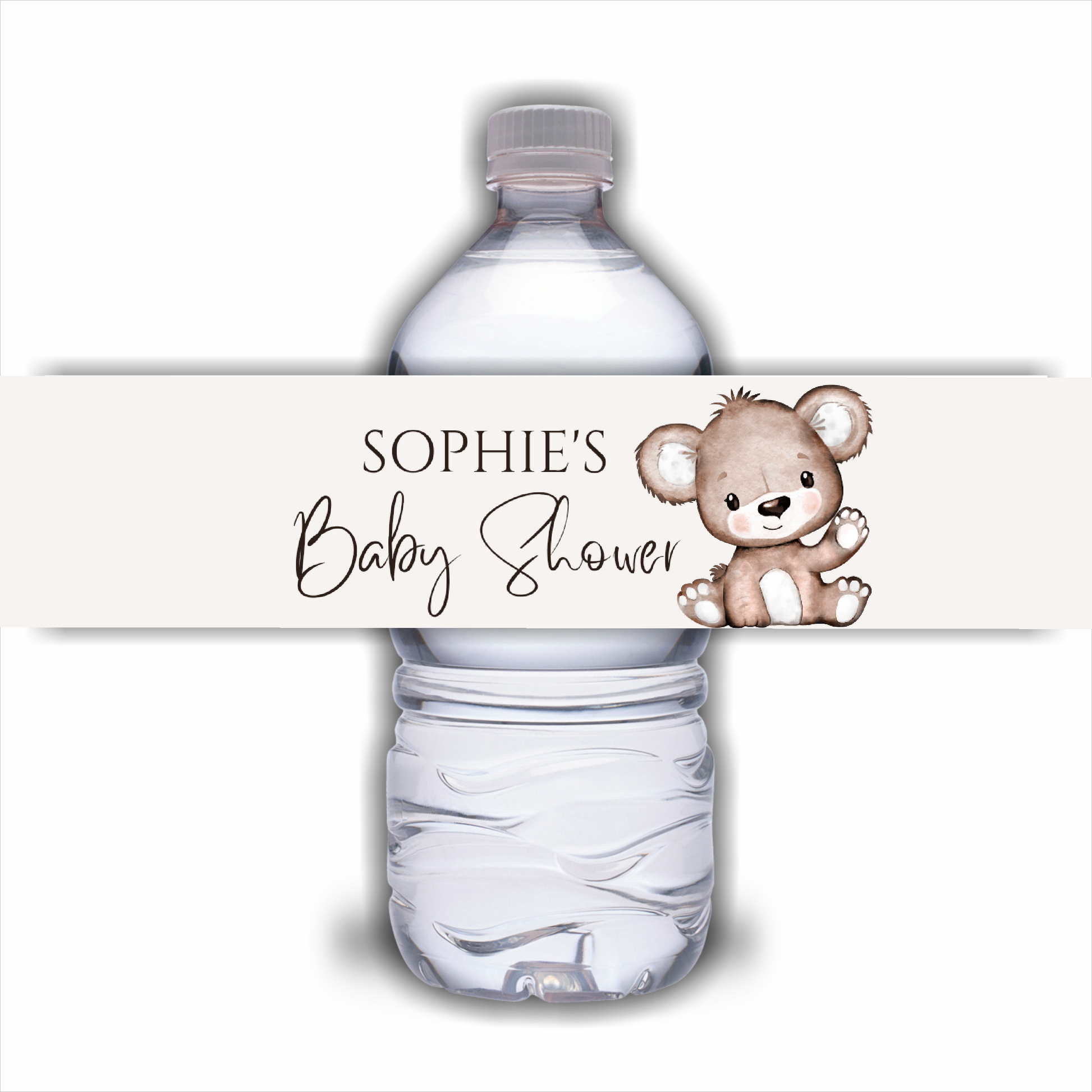 Teddy Bear Neutral Water Bottle Label