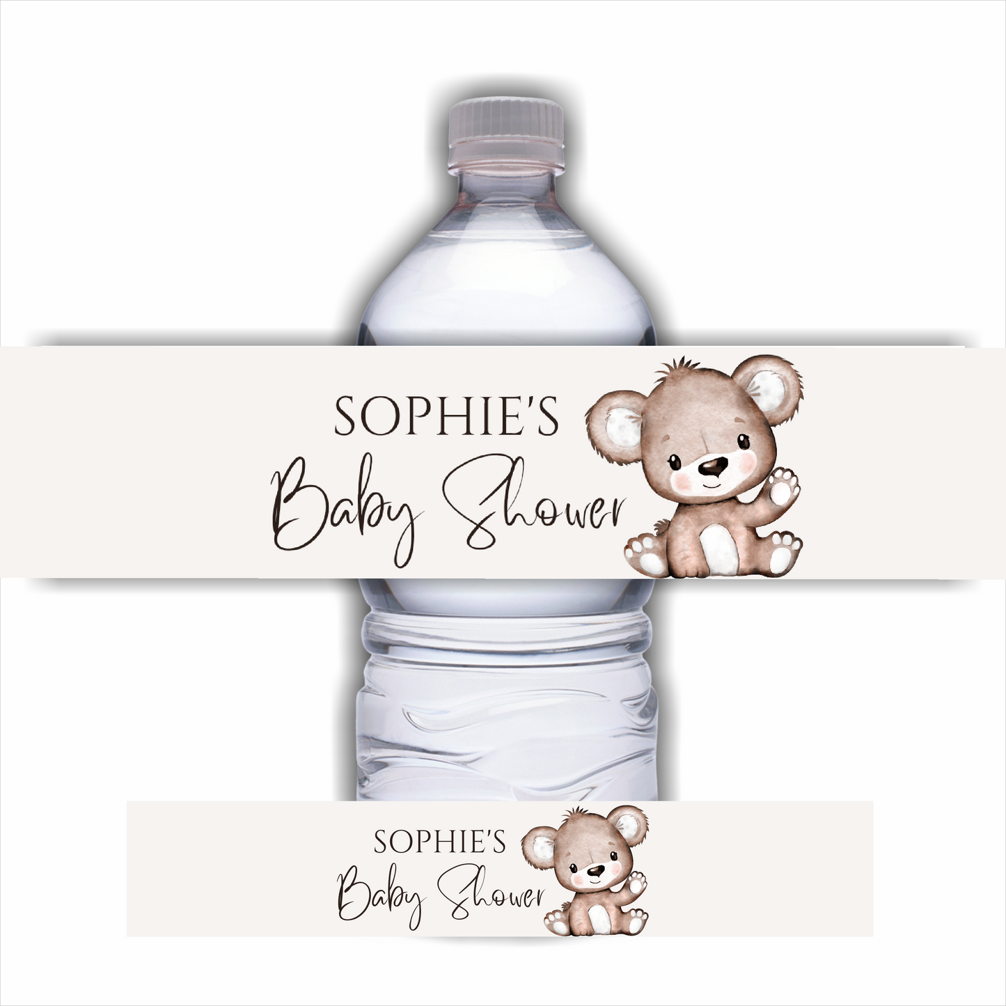 Juice Bottle Labels | Brown Beige Neutral Teddy Bear Labels | Water Bottle Stickers | Teddy Bear Baby Shower, Birthday Party