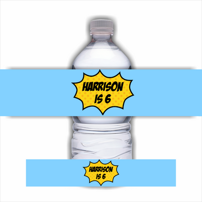 Juice Bottle Labels | Personalised Superhero Party Juice Labels | Water Bottle Stickers | Superhero Party | Party Stickers
