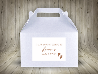 Rectangle Stickers | Baby Shower Party Stickers | Beige Neutral Footprint Baby Shower Stickers | Party Bag Stickers