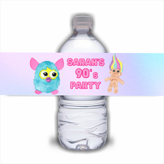 Juice Bottle Labels | 90's Labels | Water Bottle Stickers | 90's Birthday, Hen Party Stickers