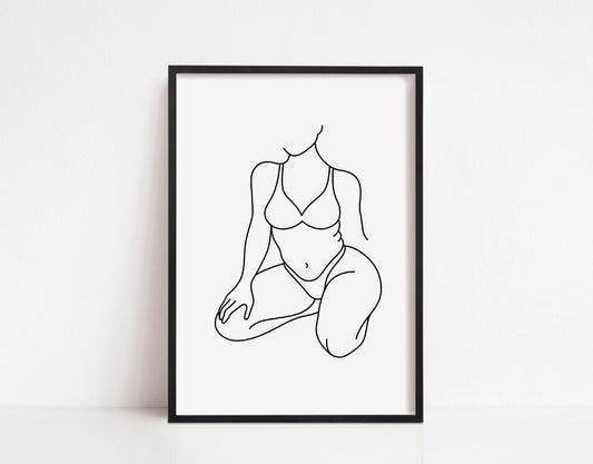 Drawing Print | Curvy Woman Line Art Drawing | Self Love Print