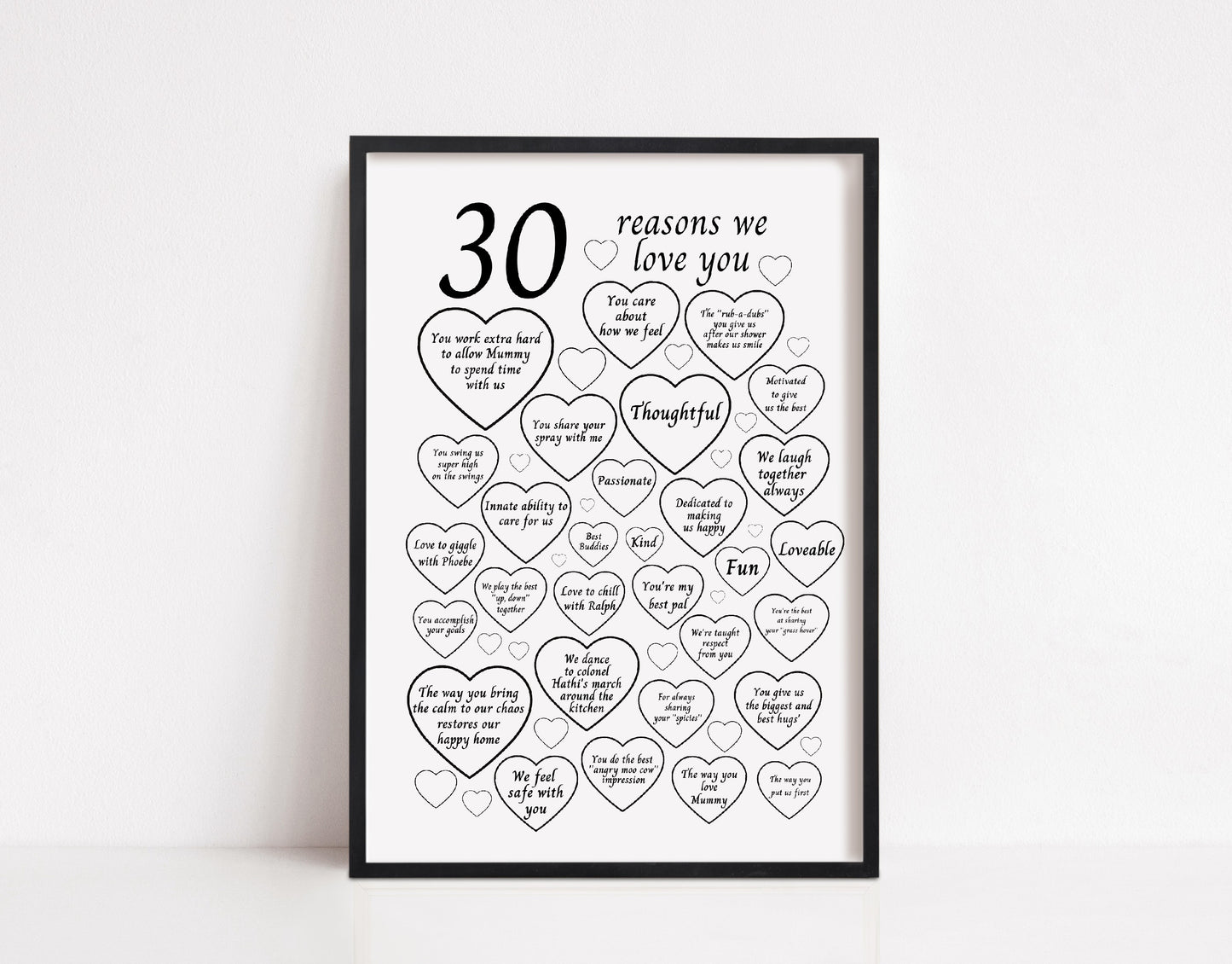 Love You Print | 30 Reasons We Love You | I Love You Gift